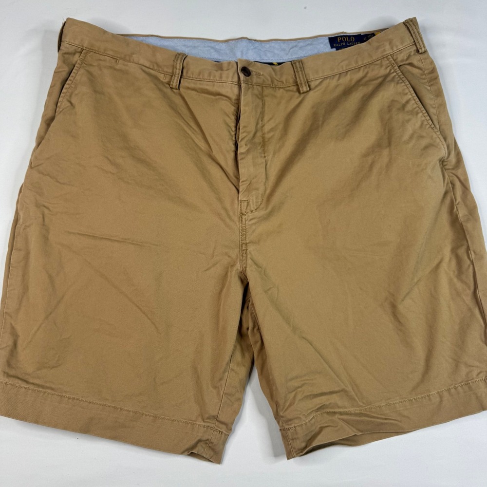 Polo Ralph Lauren Chino Shorts‎ Mens 42 Tan Khaki Stretch Classic Fit Twill